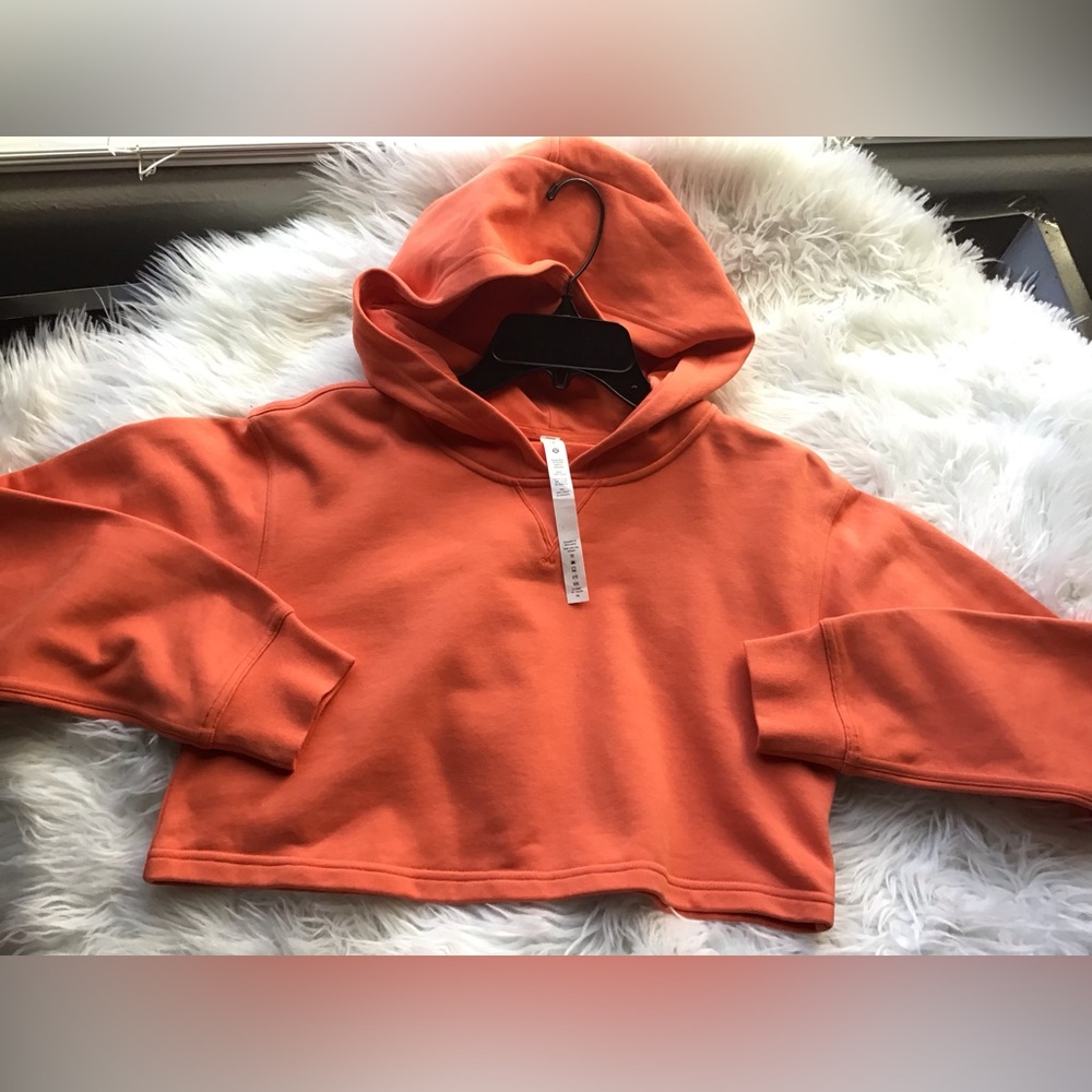 🌼Lululemon All Yours Hoodie Cropped 4 Tiger Orange Sweatshirt Athleisure - Picture 5 of 9